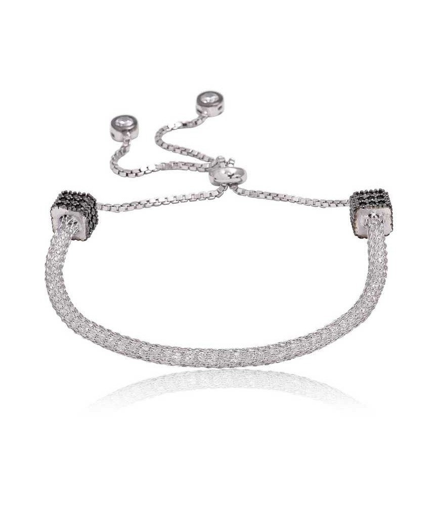 Gümüş Taşlı File Bayan Bileklik