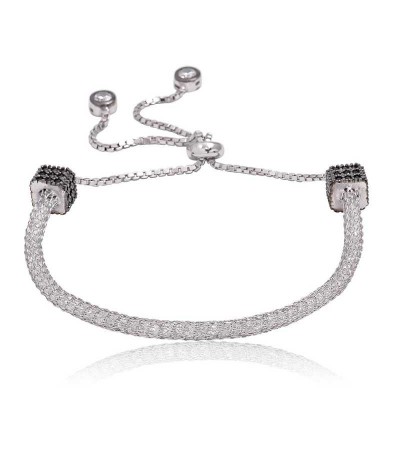 Gümüş Taşlı File Bayan Bileklik