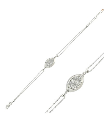 Gümüş Beyaz Taşlı Bayan Bileklik