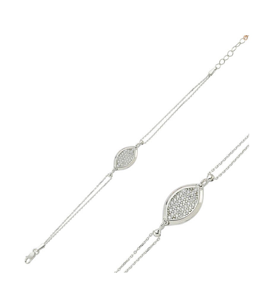 Gümüş Beyaz Taşlı Bayan Bileklik