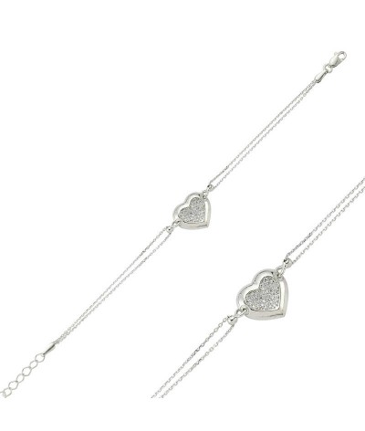 Gümüş Kalpli Bayan Bileklik