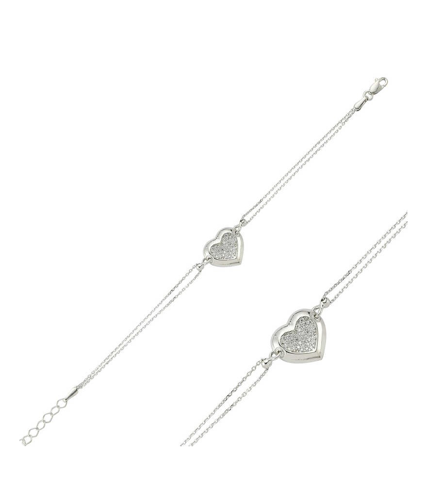 Gümüş Kalpli Bayan Bileklik