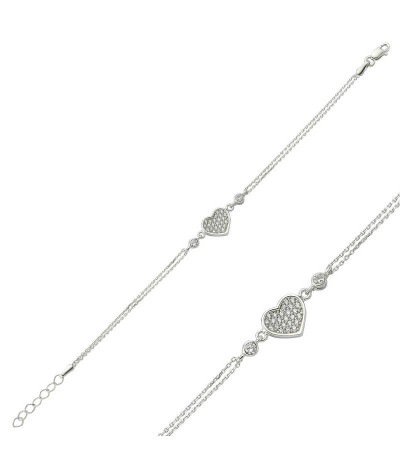 Gümüş Kalpli Bayan Bileklik