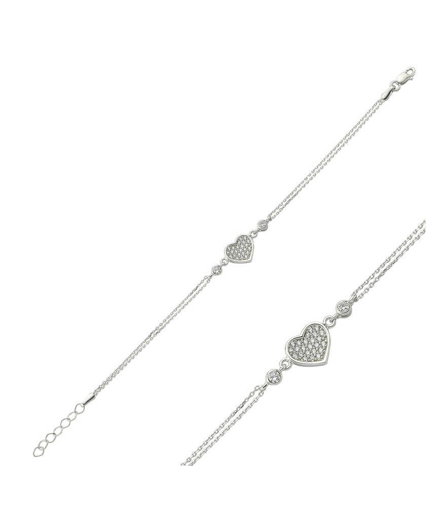 Gümüş Kalpli Bayan Bileklik