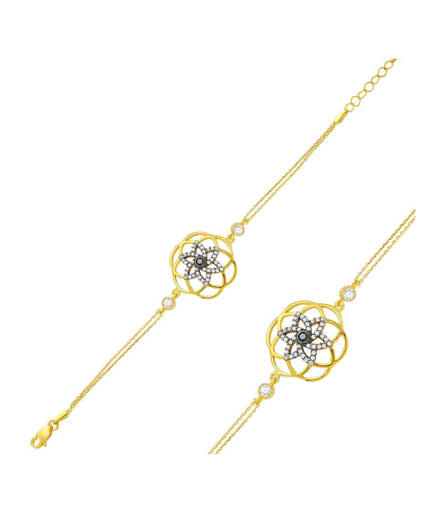 Gümüş Sarı Yaşam Çiçeği Bayan Bileklik