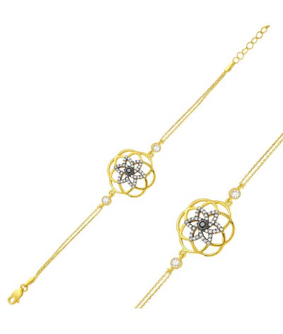 Gümüş Sarı Yaşam Çiçeği Bayan Bileklik