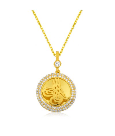 Gümüş Tuğralı Bayan Kolye