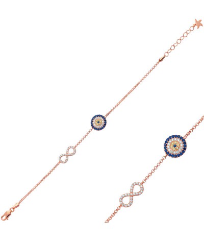 Gümüş Nazarlı Sonsuzluk Bayan Bileklik