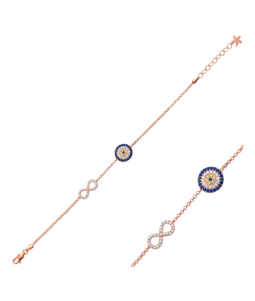 Gümüş Nazarlı Sonsuzluk Bayan Bileklik