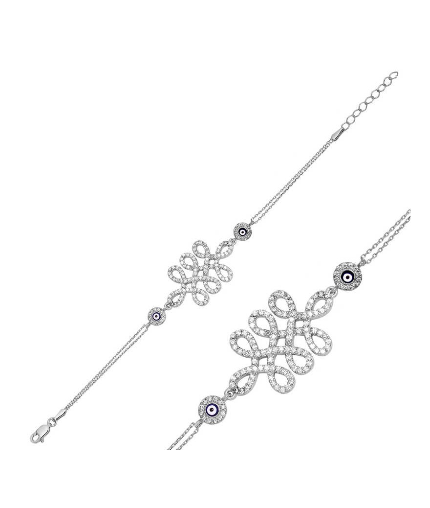 Gümüş Nazarlı Sonsuzluk Bayan Bileklik