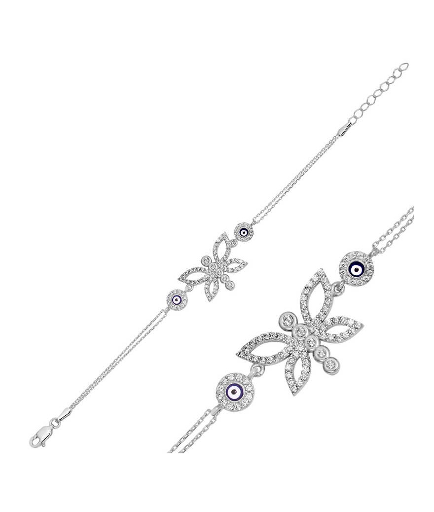 Gümüş Nazarlı Kelebek Bayan Bileklik