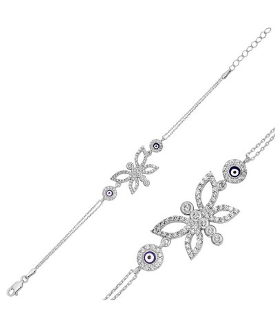 Gümüş Nazarlı Kelebek Bayan Bileklik