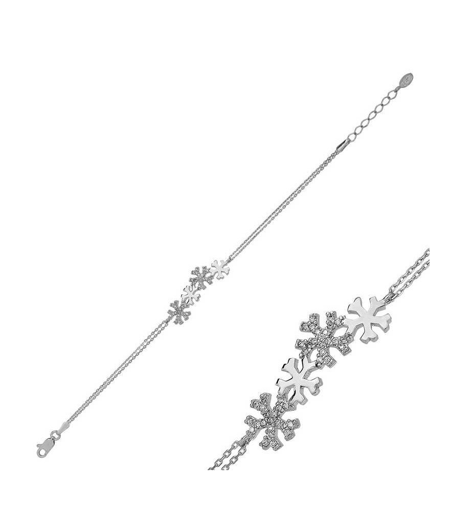 Gümüş Kar Taneleri Bayan Bileklik