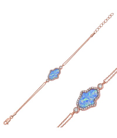 Gümüş Mavi Opal Fatma Ana Eli Bayan Bileklik