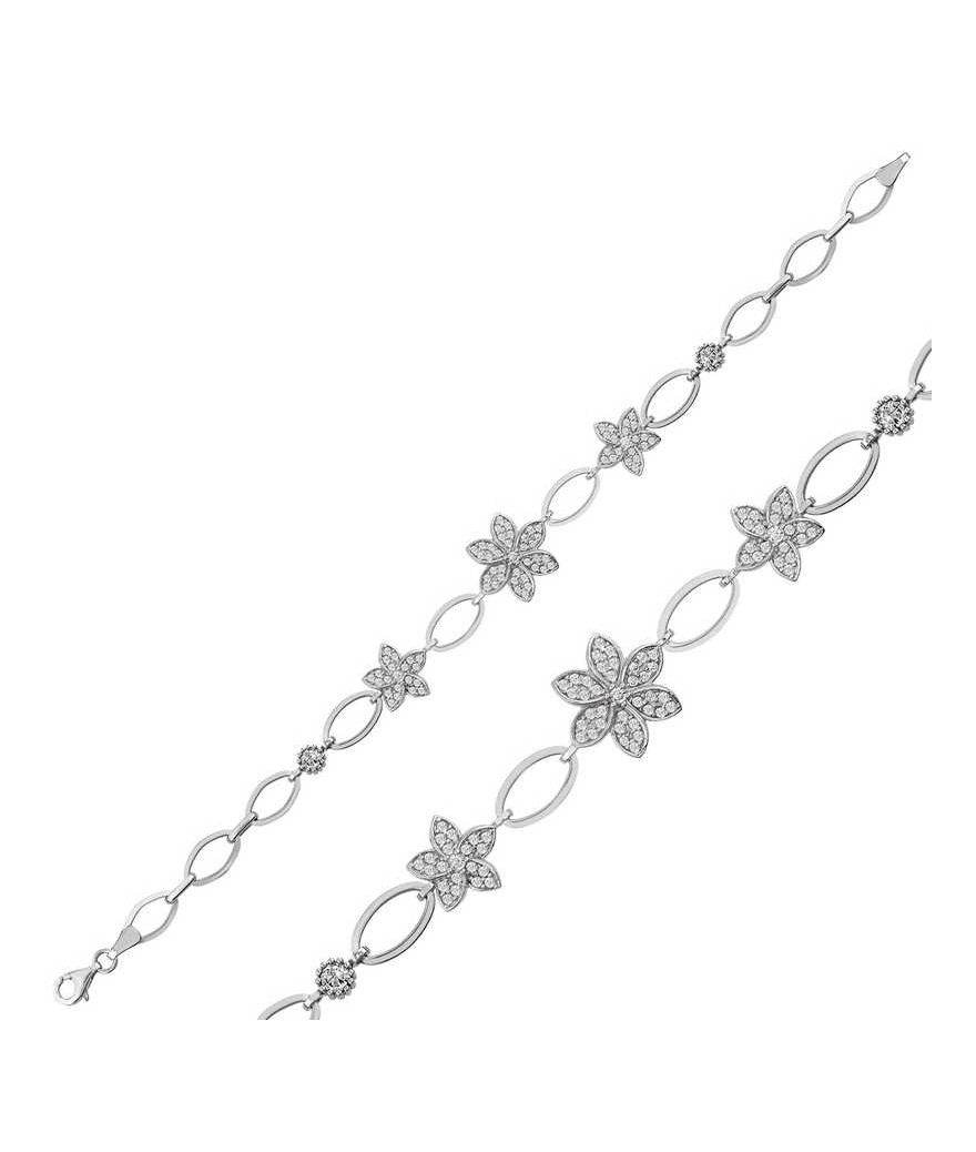 Gümüş Çiçekli Bayan Bileklik