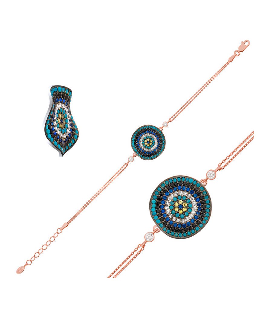 Gümüş Dalgalı Nazar Bayan Bileklik