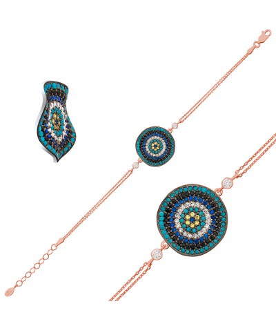 Gümüş Dalgalı Nazar Bayan Bileklik