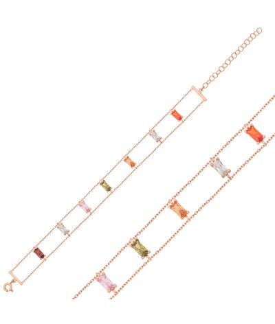 Gümüş Renkli Baget Taşlı Bayan Bileklik