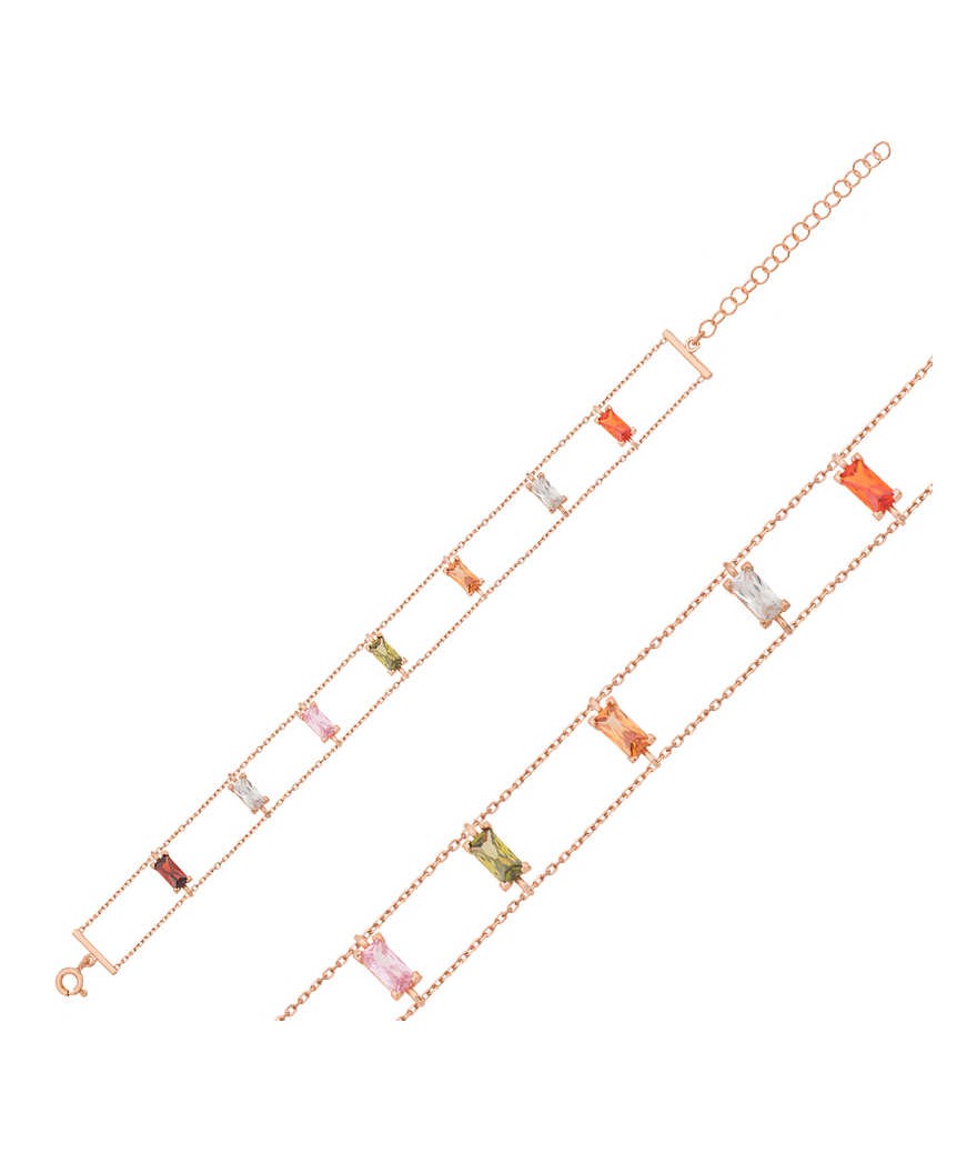 Gümüş Renkli Baget Taşlı Bayan Bileklik