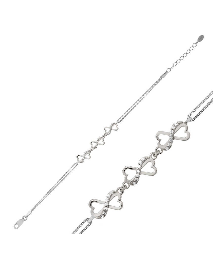 Gümüş Kalpli Sonsuzluk Bileklik