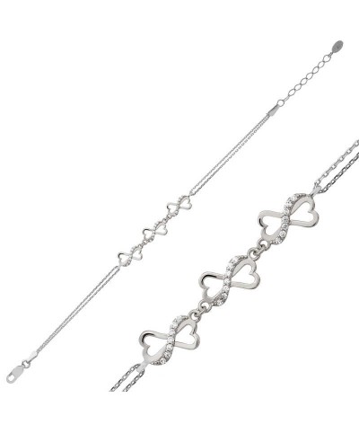 Gümüş Kalpli Sonsuzluk Bileklik