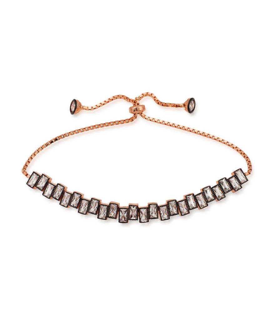 Gümüş Baget Taşlı Asansör Bileklik