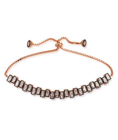 Gümüş Baget Taşlı Asansör Bileklik