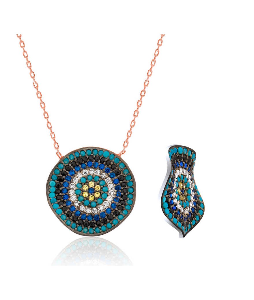 Gümüş Dalgalı Nazar Bayan Kolye