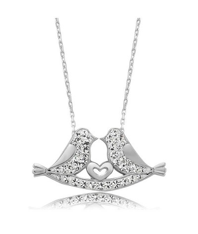 Gümüş Çifte Kumrular Bayan Kolye