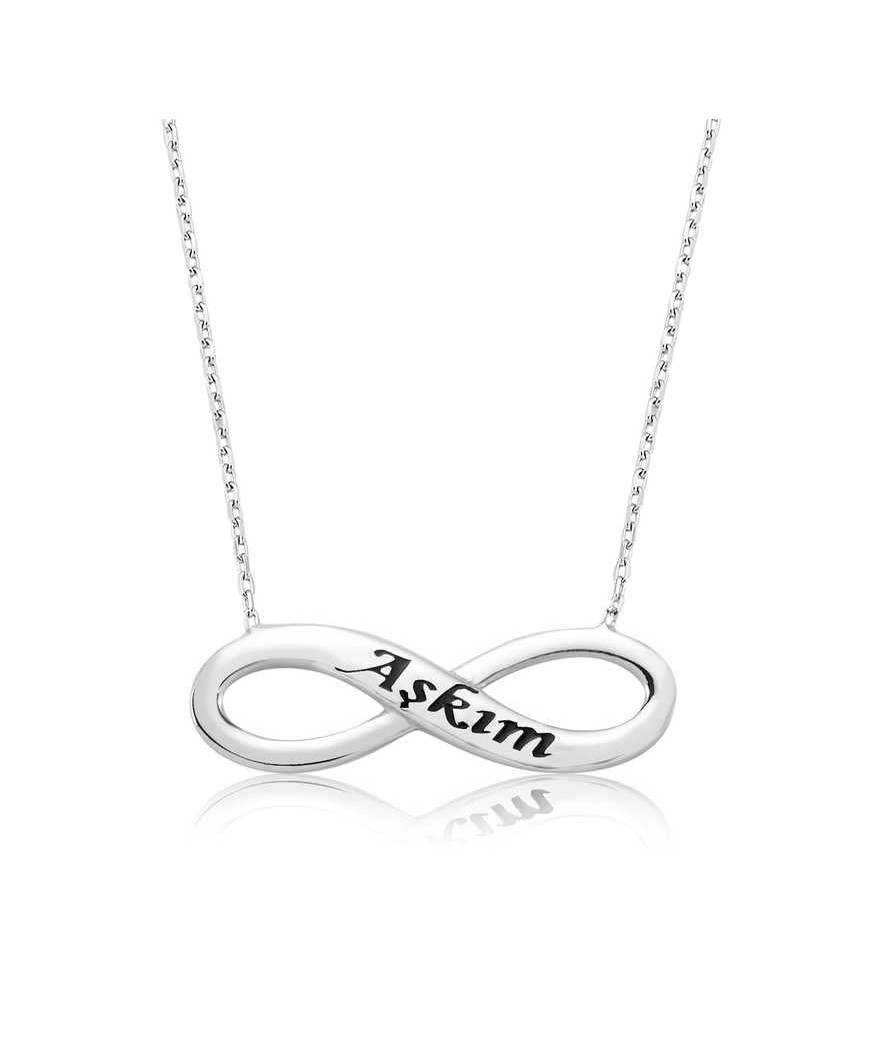 Gümüş Aşkım Yazılı Sonsuzluk Bayan Kolye