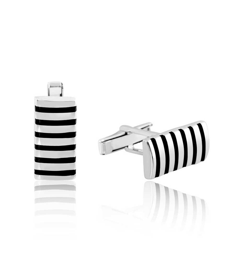 Gümüş Çizgili Kol Düğmesi