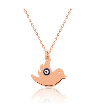 Gümüş Nazarlı Kuş Bayan Kolye