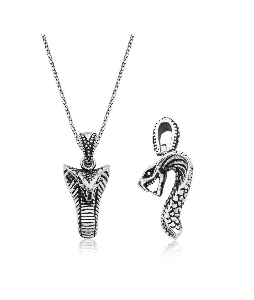 Gümüş Yılan Erkek Kolye