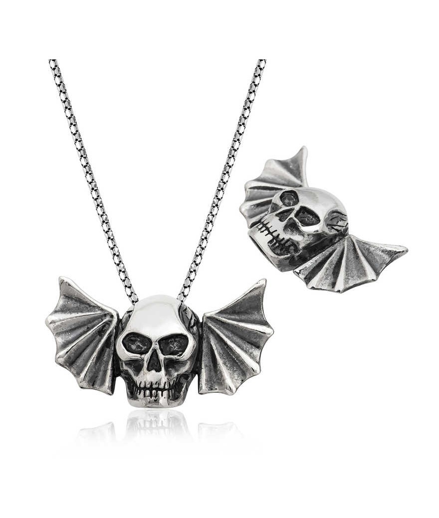 Gümüş Kuru Kafa Erkek Kolye