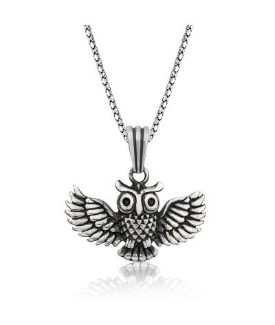 Gümüş Baykuş Erkek Kolye