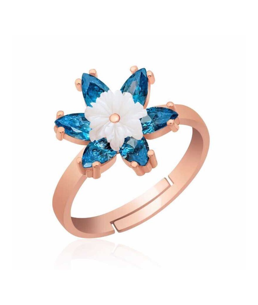 Gümüş Mavi Lotus Çiçeği Yüzük