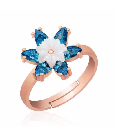 Gümüş Mavi Lotus Çiçeği Yüzük