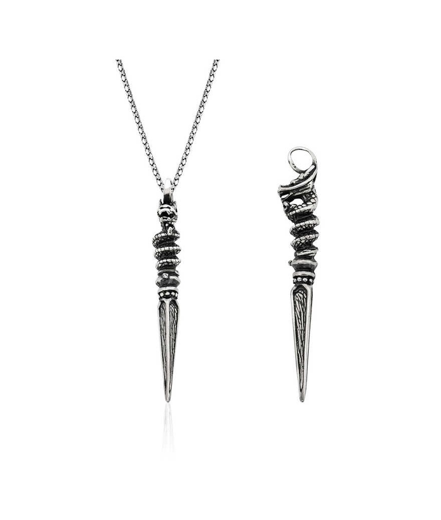 Gümüş Kuru Kafa Kama Erkek Kolye