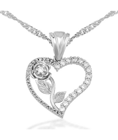 Gümüş Kalbimin Gülü Bayan Kolye