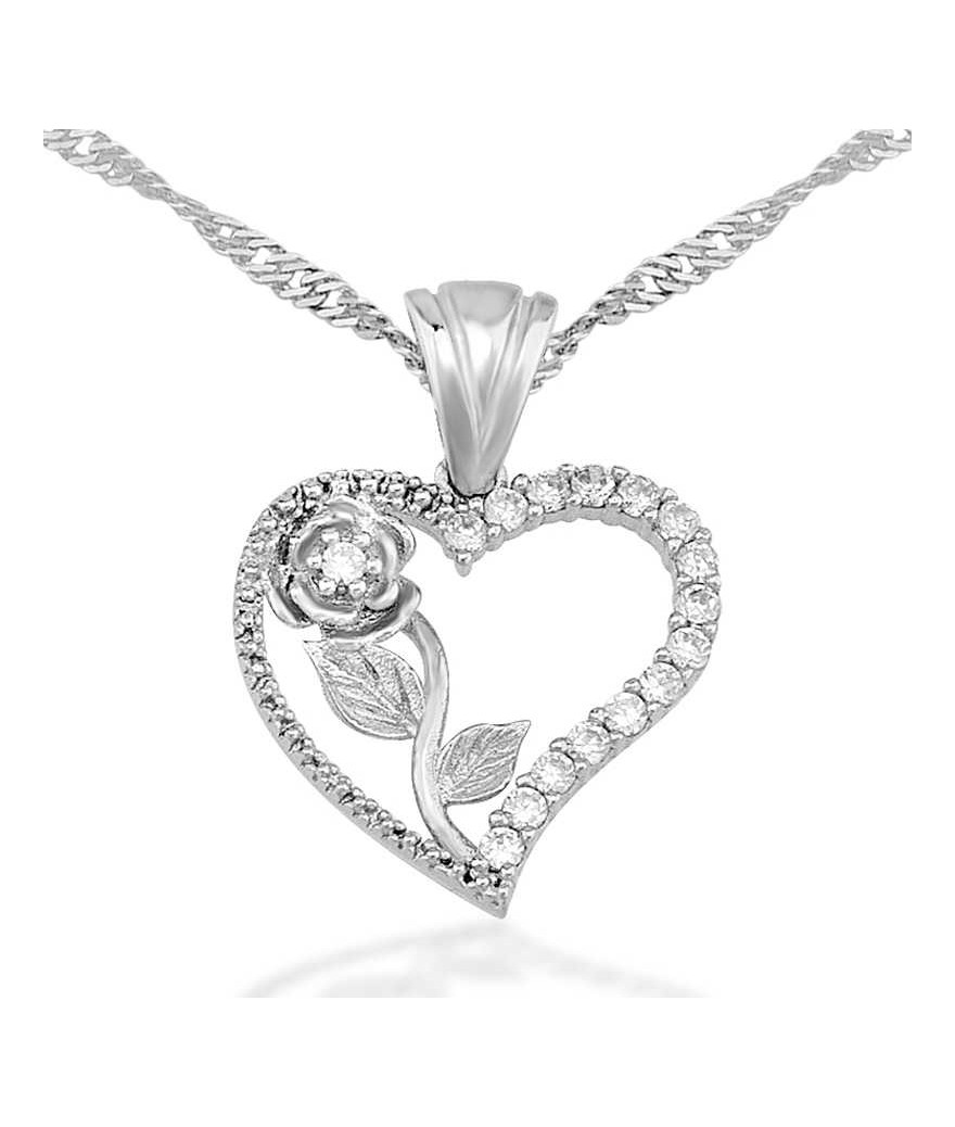 Gümüş Kalbimin Gülü Bayan Kolye