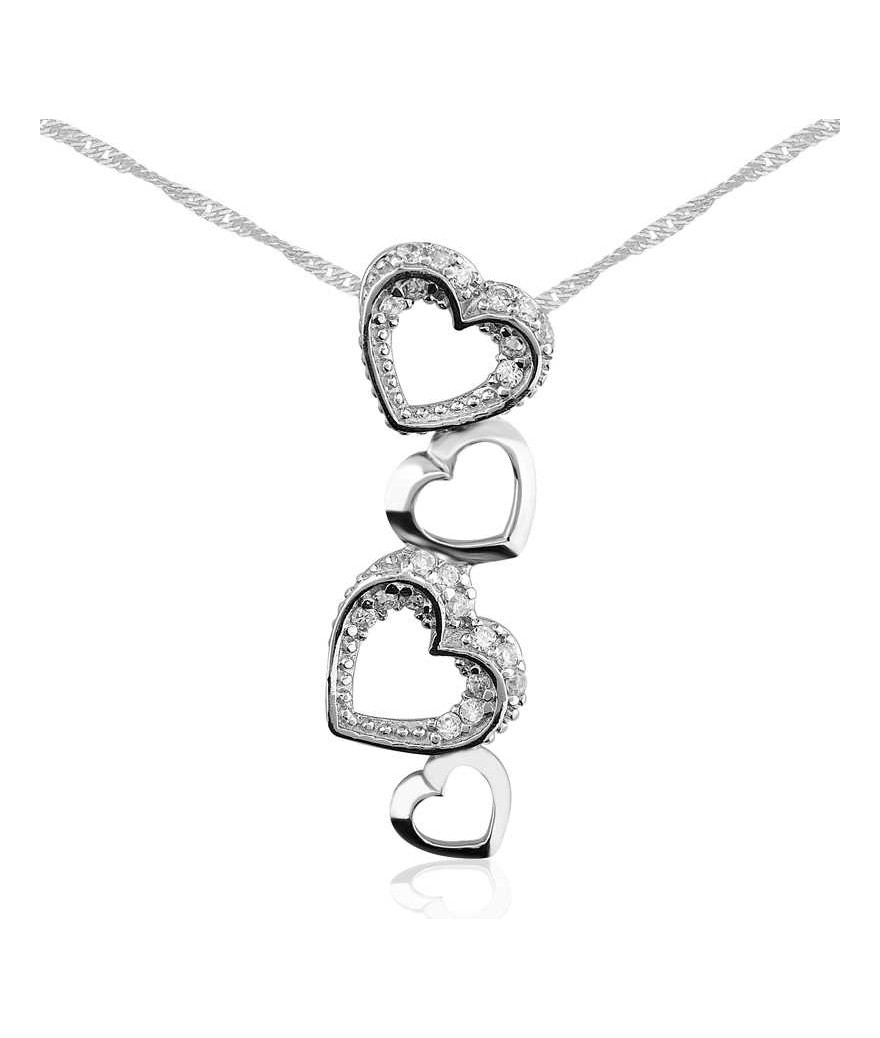 Gümüş Kalpler Bayan Kolye