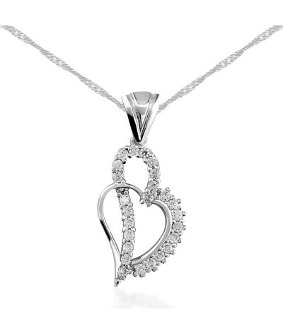 Gümüş Kalpli Bayan Kolye