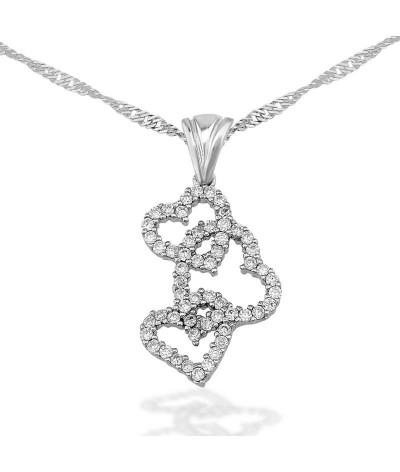 Gümüş 3 Kalpli Bayan Kolye