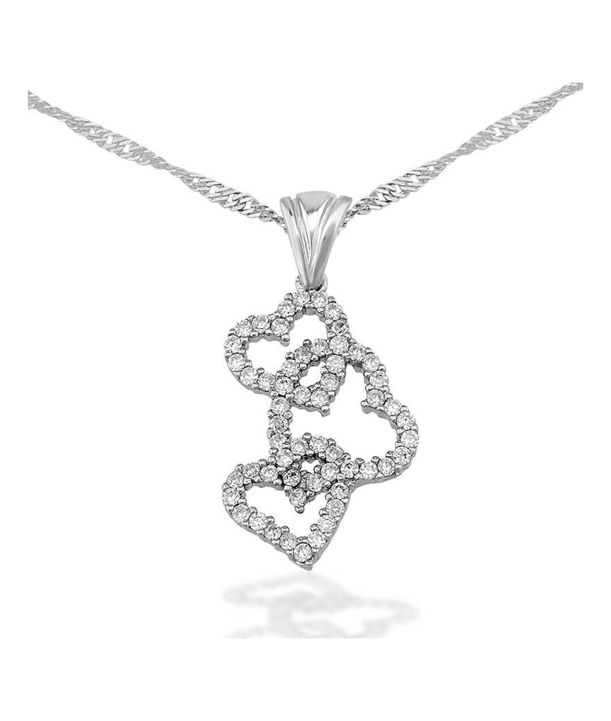 Gümüş 3 Kalpli Bayan Kolye