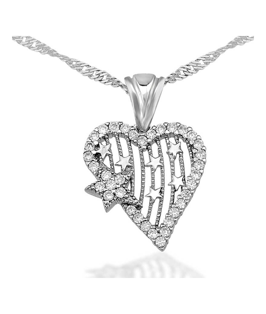 Gümüş Kalp Yıldız Bayan Kolye