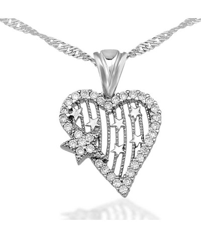 Gümüş Kalp Yıldız Bayan Kolye