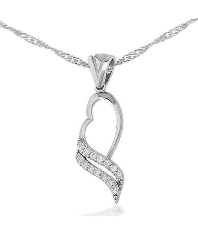 Gümüş Beyaz Taşlı Kalp Bayan Kolye