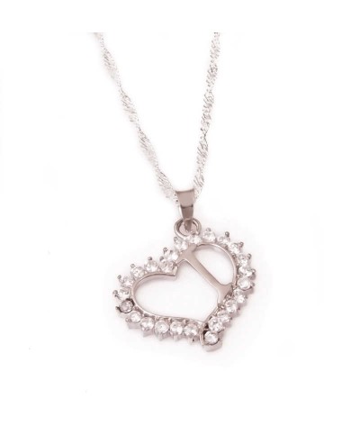 Gümüş I Harf Kalpli Bayan Kolye