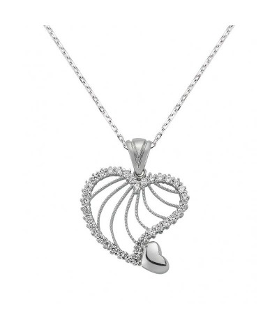 Gümüş Kalpli Bayan Kolye