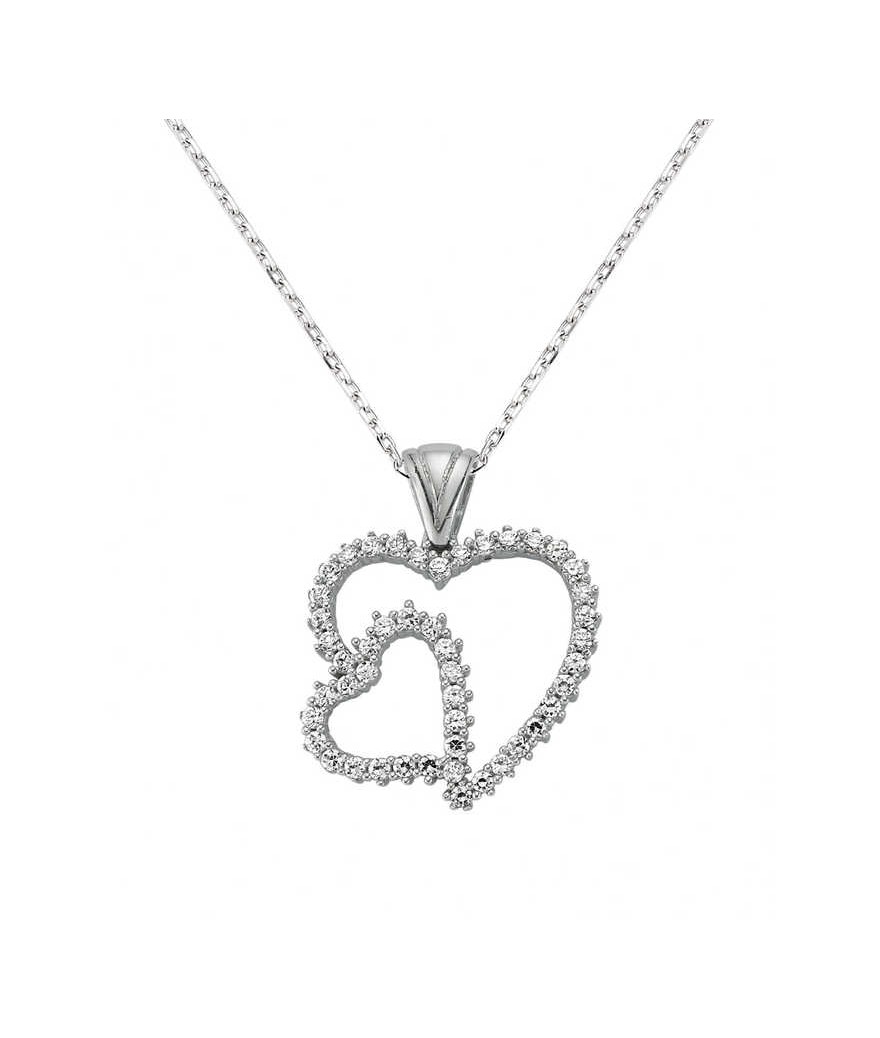 Gümüş Kalpli Bayan Kolye